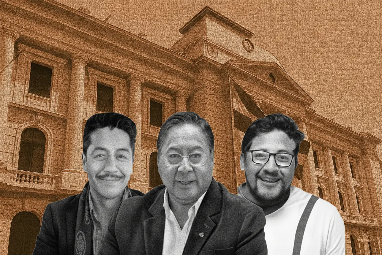 Arce con dos de sus hijos, imágenes en blanco y negro