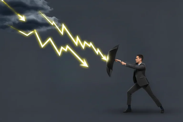 Un hombre que se protege de rayos