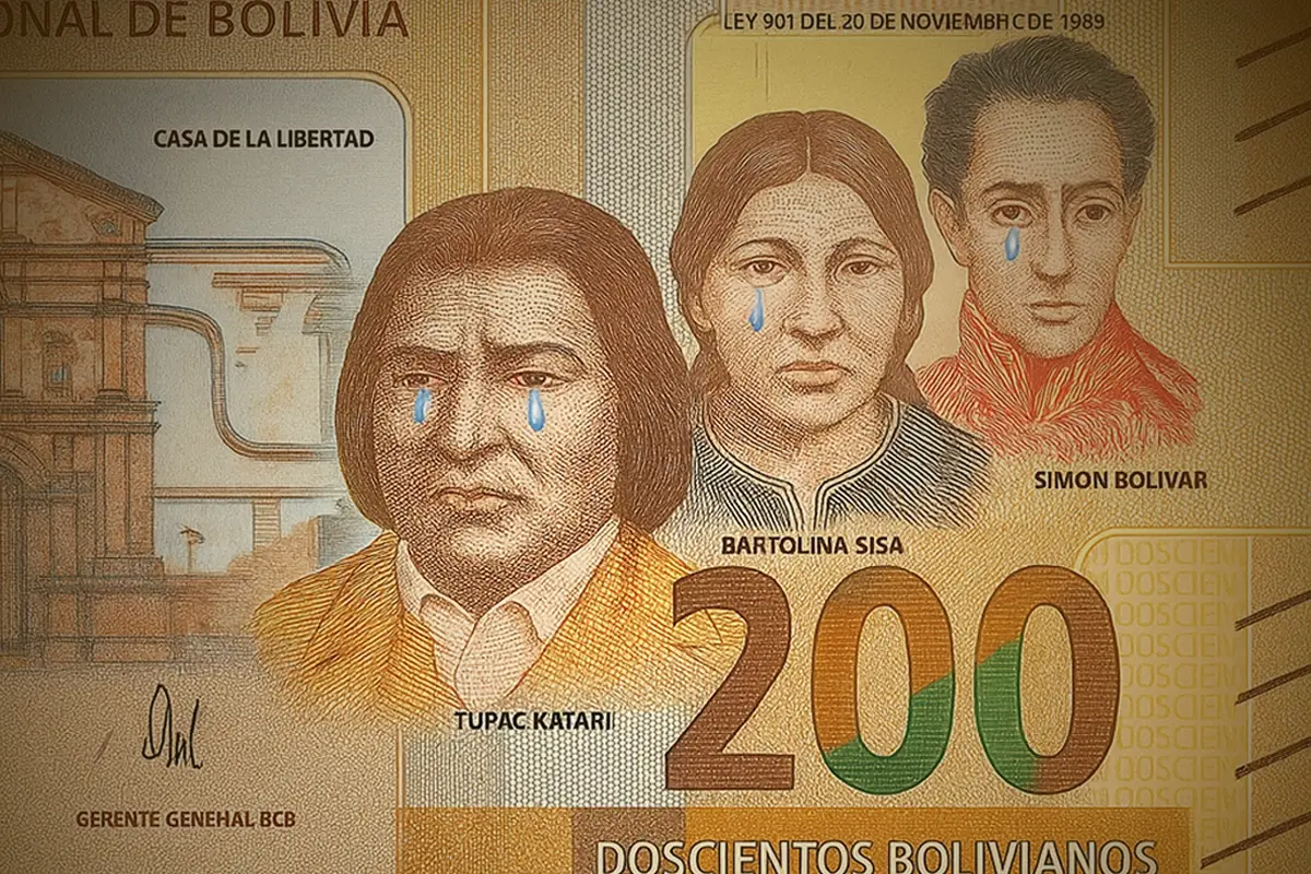Billete con personajes que lloran