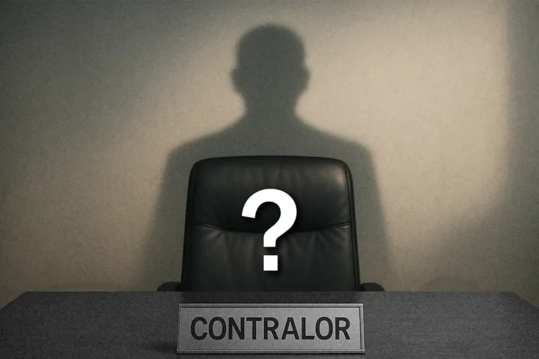 Silueta de contralor con un signo de interrogación.