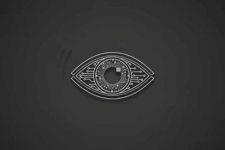 Un circuito que forma un ojo, el fondo negro