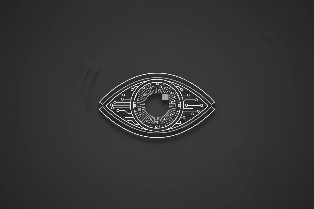 Un circuito que forma un ojo, el fondo negro