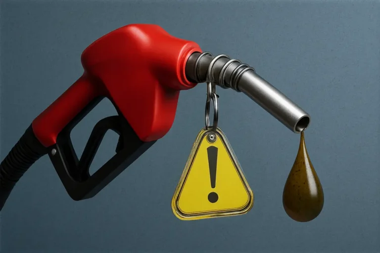 Grifo de gasolina con advertencia