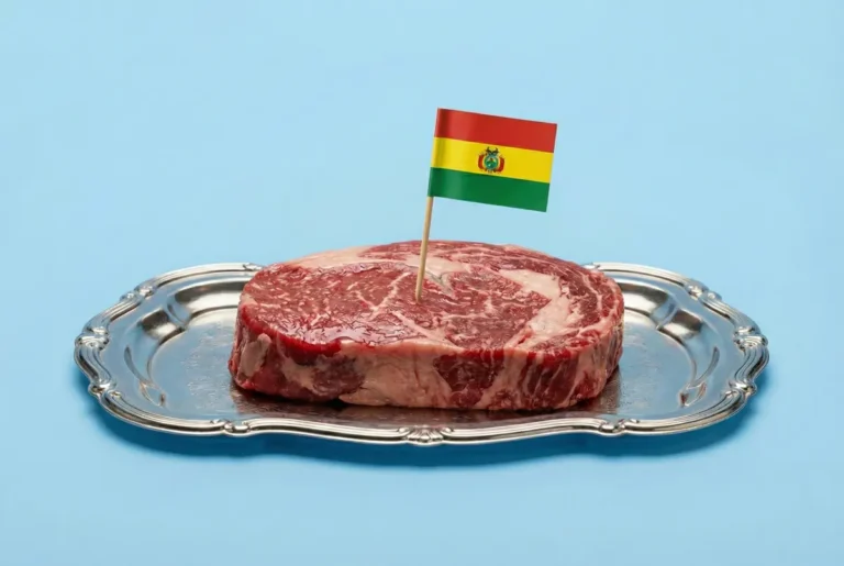 Un pedazo de carne con la bandera de Bolivia