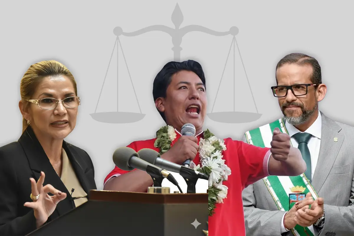 Jeanine Áñez, Luis Fernando Camacho y Marco Antonio Pumar