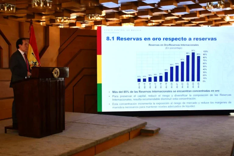 En 2025, el BCB vendió 17,9 toneladas de oro para comprar combustibles
