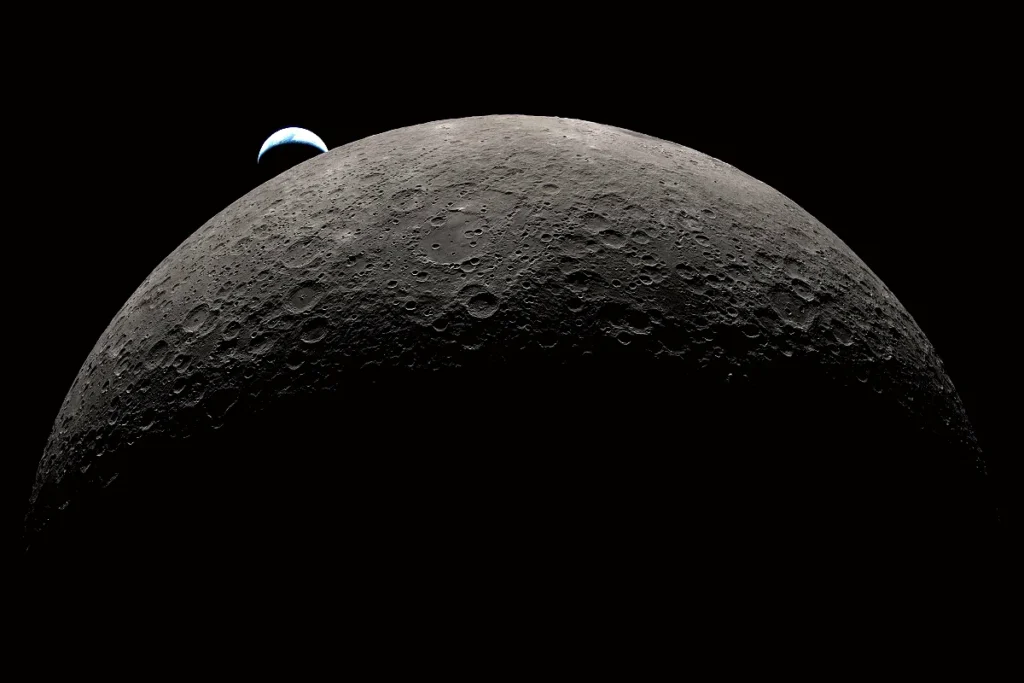 la Tierra y la luna desde Artemis