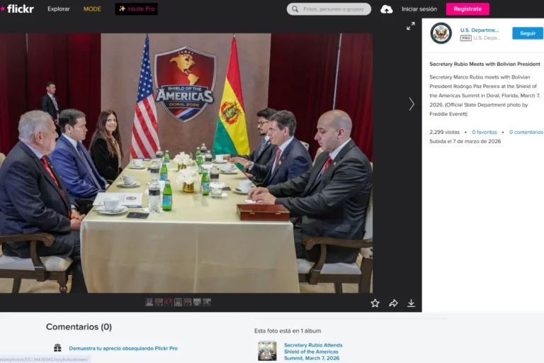 Cerimedo, junto a Paz y Rubio en una foto oficial de EE.UU.