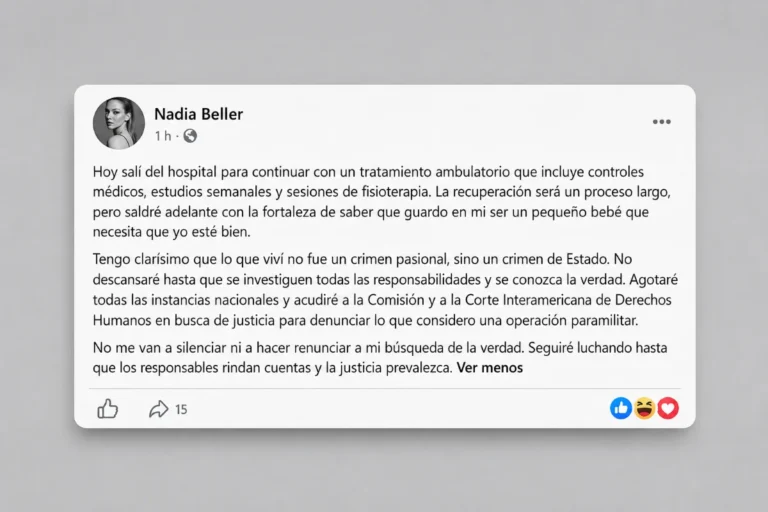Beller sale de la clínica y denuncia un «crimen de Estado»