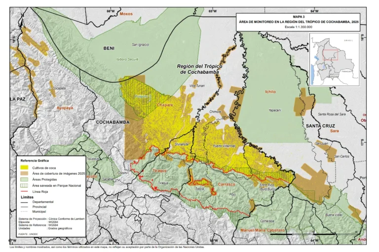 El Trópico de Cochabamba casi iguala en coca a los Yungas