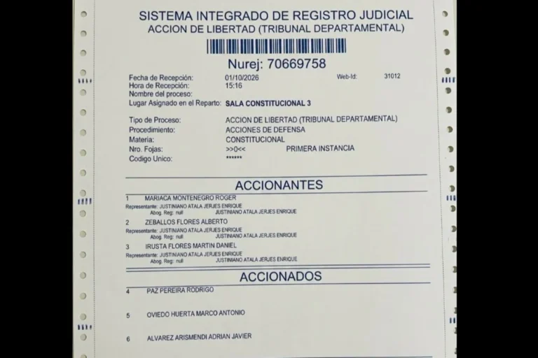 Mariaca recurre a una sala constitucional contra Paz y Oviedo